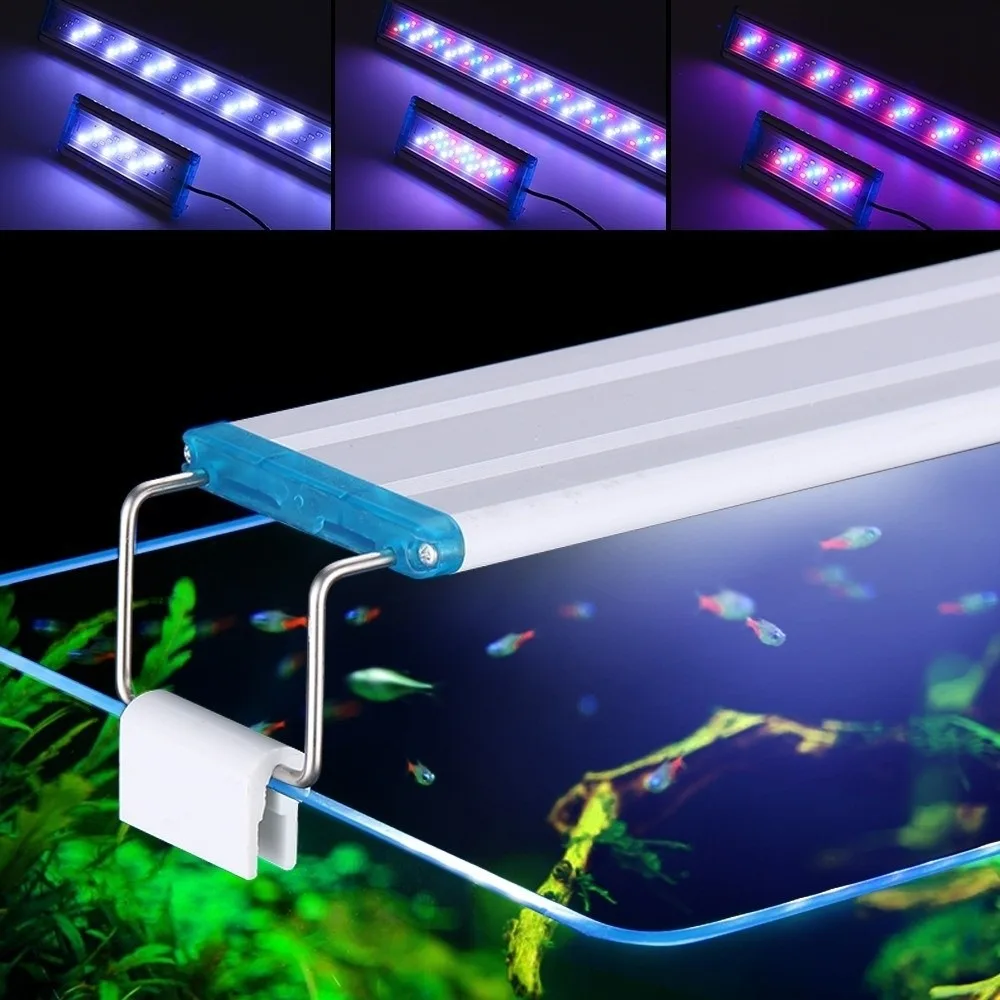 

3 Colors Changeable Extensible Aquarium LED 18cm 28cm 38cm 48cm Clip on Fish Tank Light Super Bright Water Grass Light Fish Tank