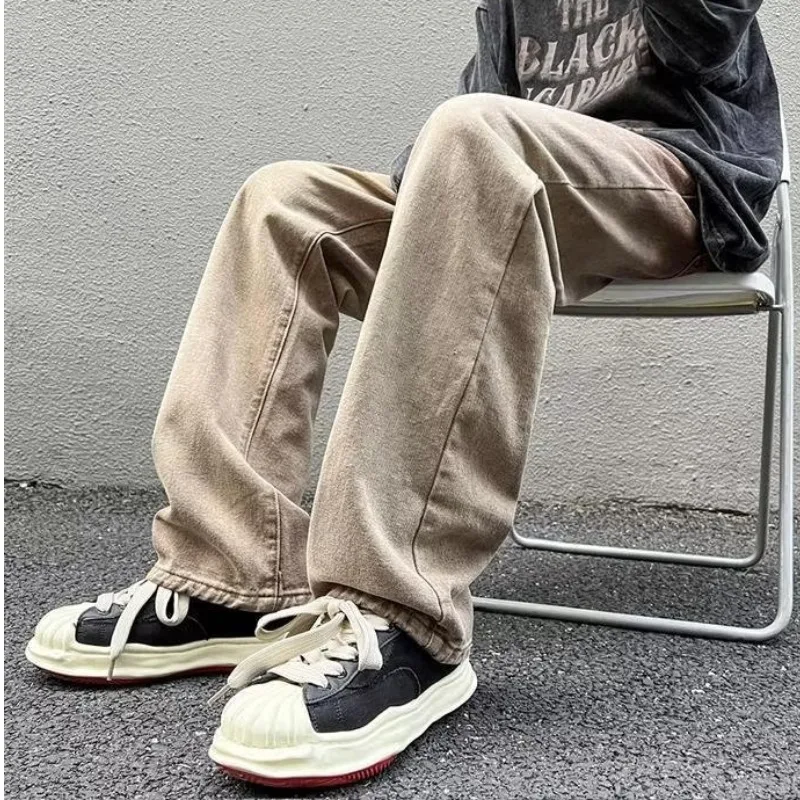 

Джинсы мужские в японском стиле шикарные зимние универсальные популярные новые Harajuku полная длина High Street простые джинсовые повседневные студенческие джинсы