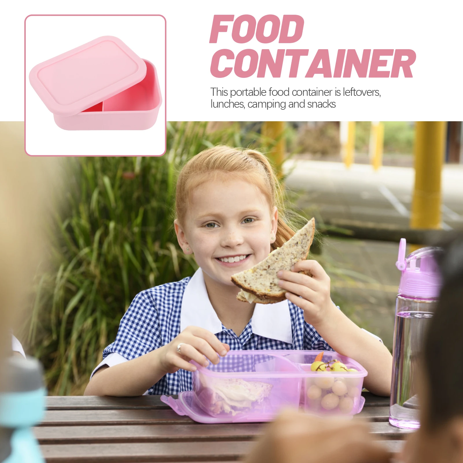 

Silicone Food Box Reusable Bento Container Microwave Safe Portable Lunch Case For Camping Kitchen Storage