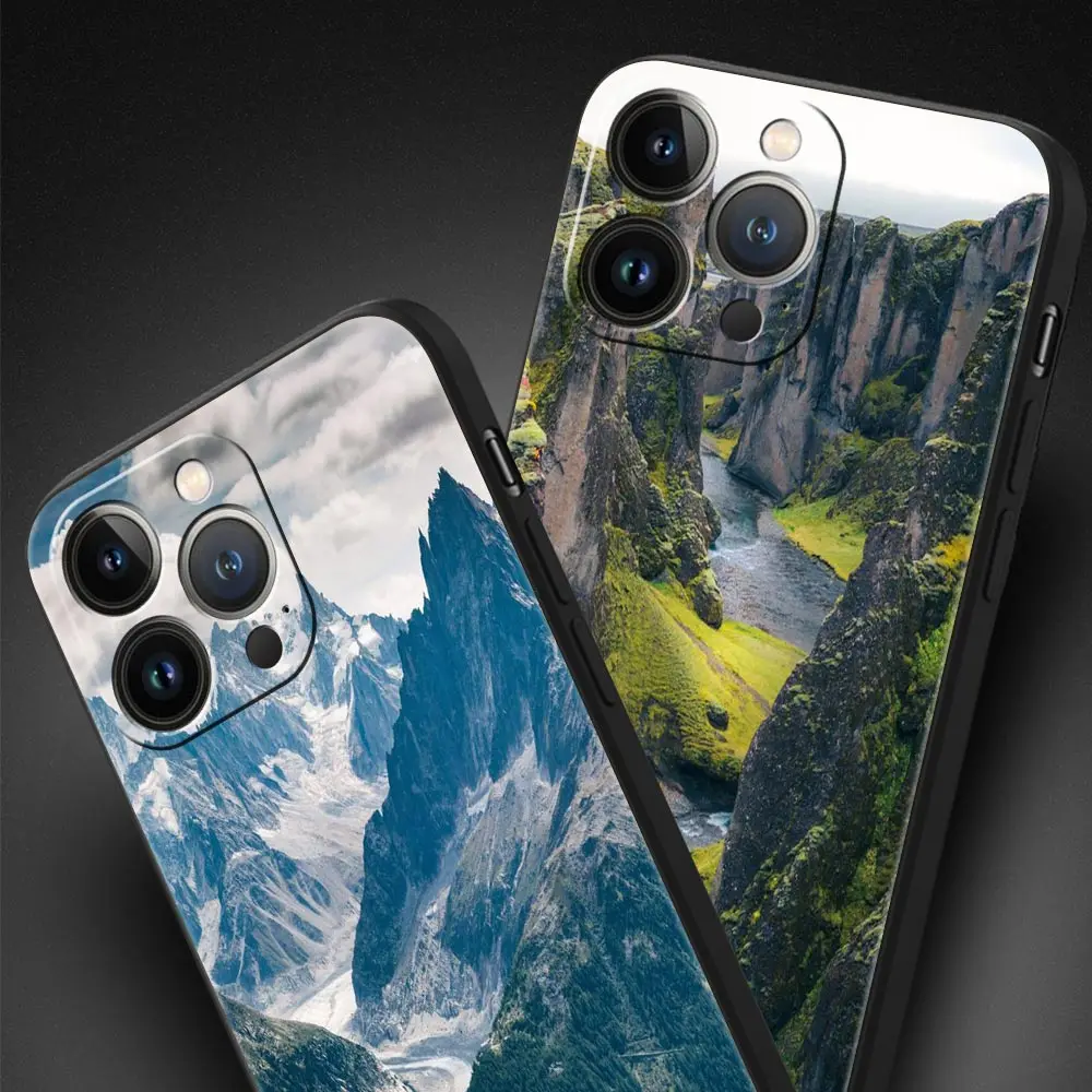 Luxury Phone Case For iPhone 16 15 14 11 Pro Max 13 12 XS X XR 7 8 Plus Shockproof Waterfall nature Trees ship Cover
