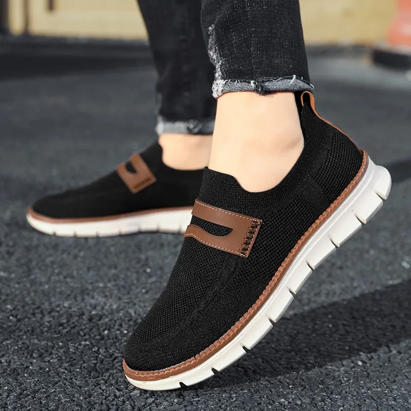 

Tennis Men Mesh Breathable Loafers Lightweight Vulcanized Shoes Solid Color Casual Walking Shoes Slip On Loafers Zapatillas