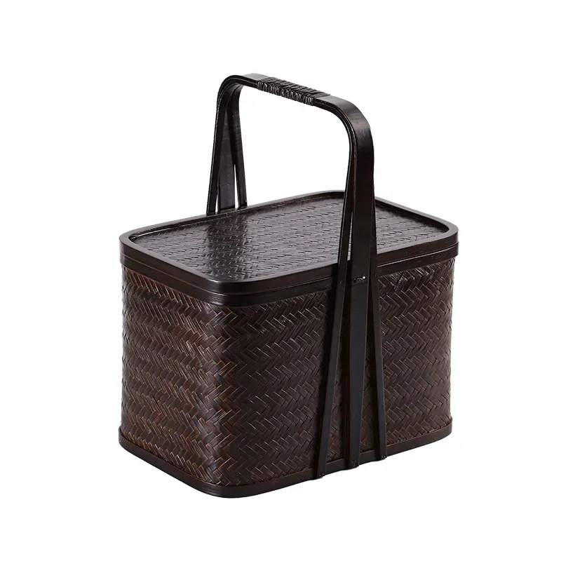 

Tea set storage Wedding gifts Antique bamboo woven basket Antique moon cake gift box basket