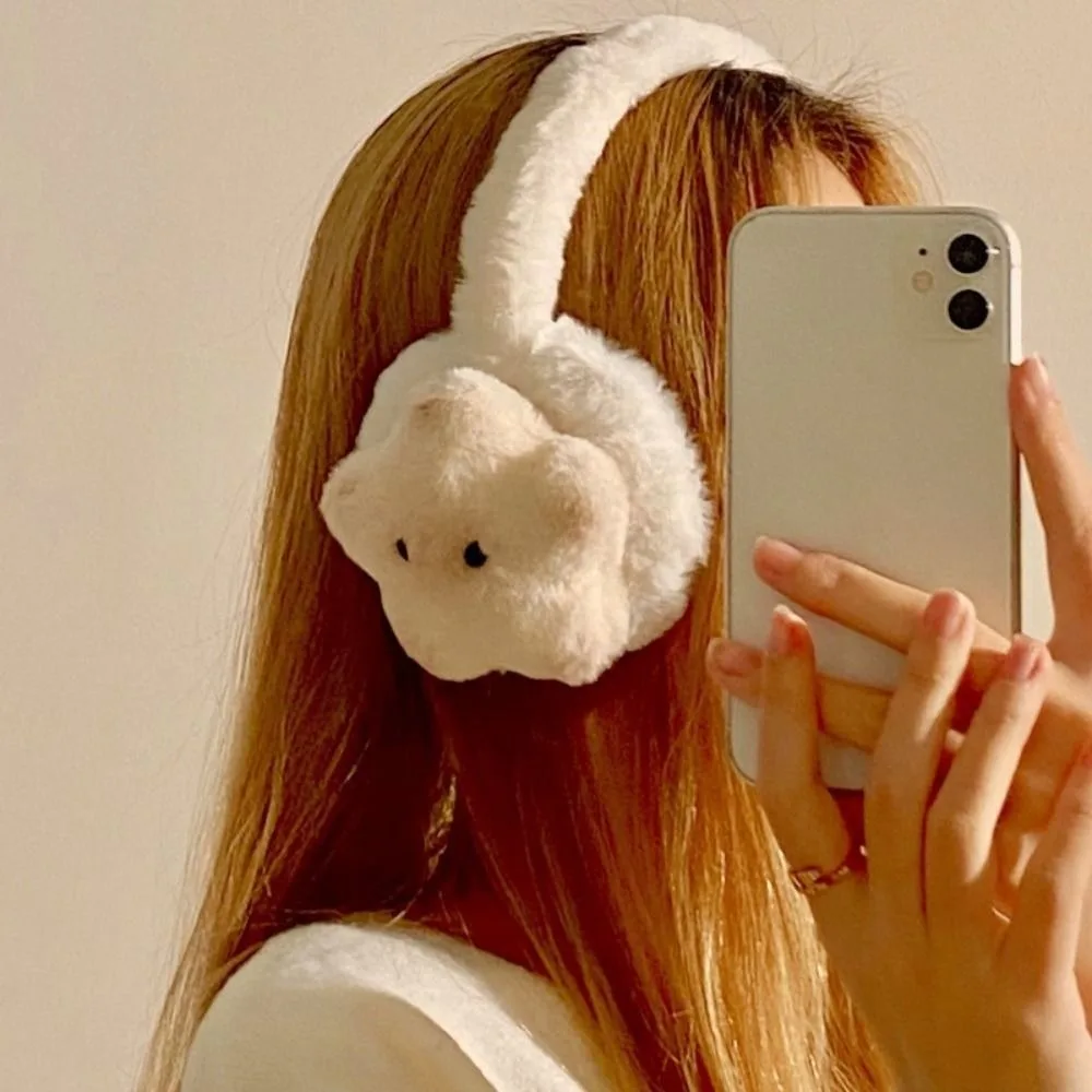 

Cute Star Design Warm Ear Muffs Cat Shaped Thickened Ear Cover Cartoon Pattern Ear Protection Accessories Autumn Winter