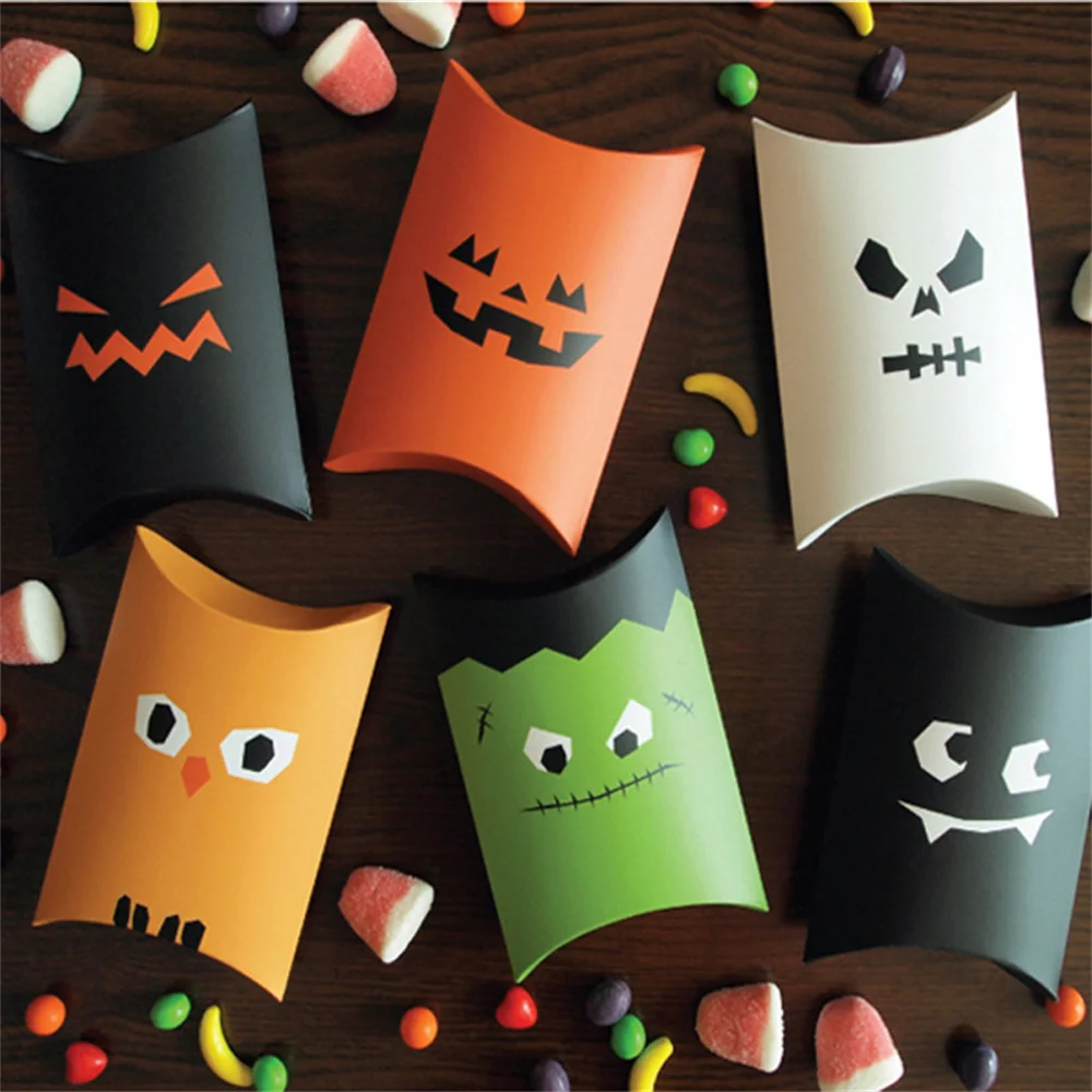 Halloween candy storage box cartoon candy box pillow box packaging gift paper box party decoration candy packaging box