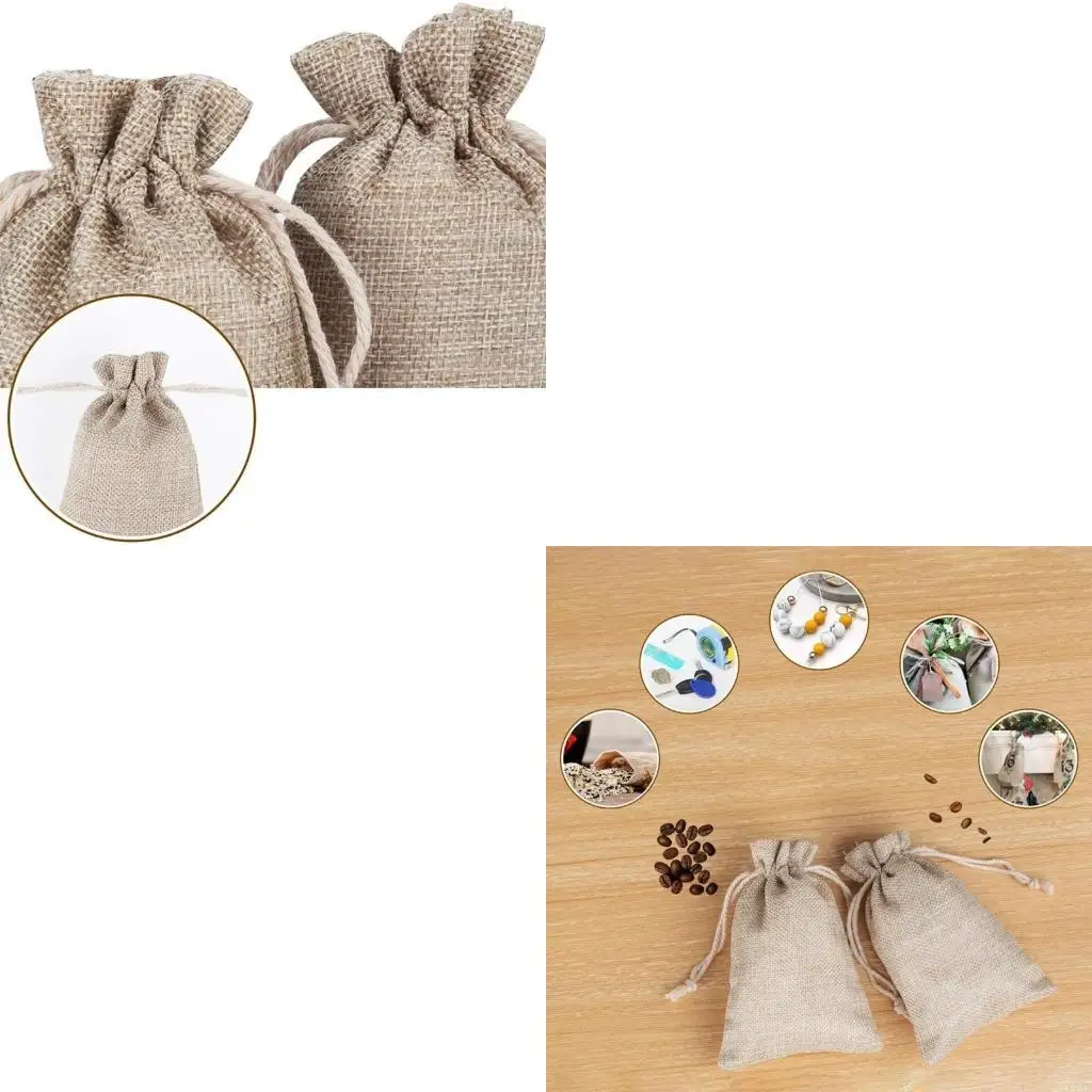 

Набор из 20 многоразовых мешков с застежкой на шнурок, льняные мешочки, сумка из мешковины для упаковки свадебных украшений для