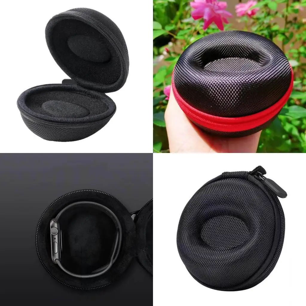 

J78F Portable Watch Travel Case Cushioned Round Portable Watch Holder for Travel