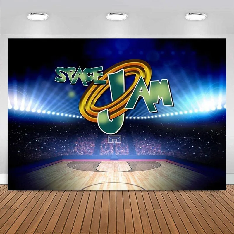 Space Jam Backdrop Photography Kids Birthday Party Banner Supplies Basketball Sport Stadium Background Baby Shower Decoration