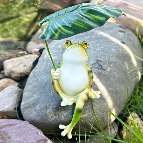 시원함을 즐기는 나뭇잎 시뮬레이션 개구리 장식품, 어항 마이크로 풍경 홈 장식품, 발코니 안뜰 공예품