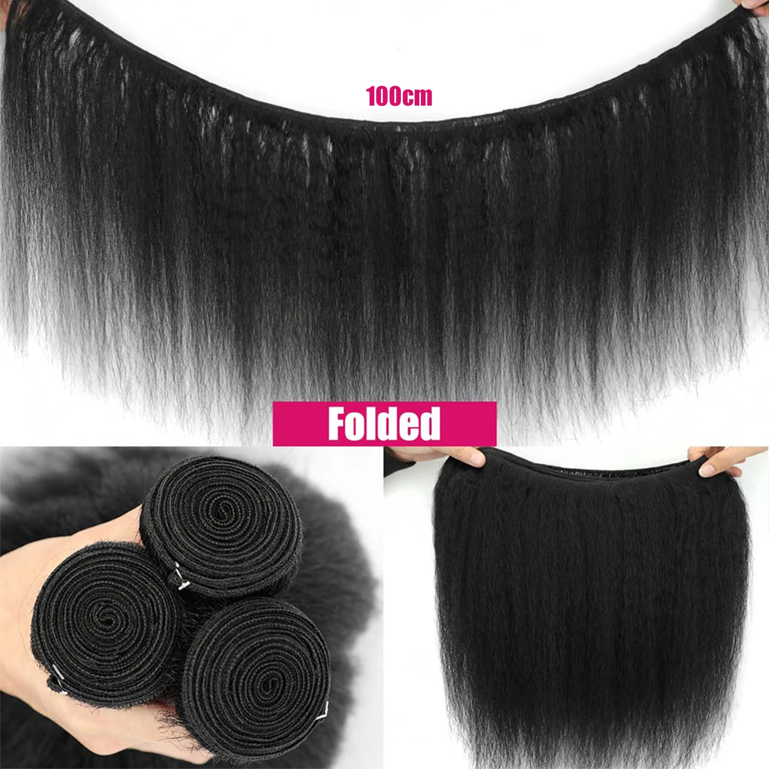 14/16/18/22 inch Kinky Straight Bundles Yaki StraightFor Black Women Natural Black Color synthetic