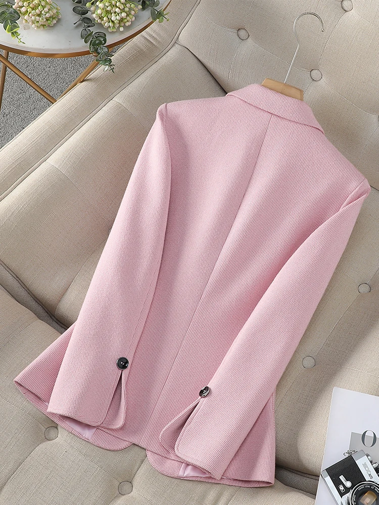 Fashion Women Blazer Ladies Gray Coffee Pink Apricot Female Business Work Wear Slim Formal Jacket For Autumn Winter