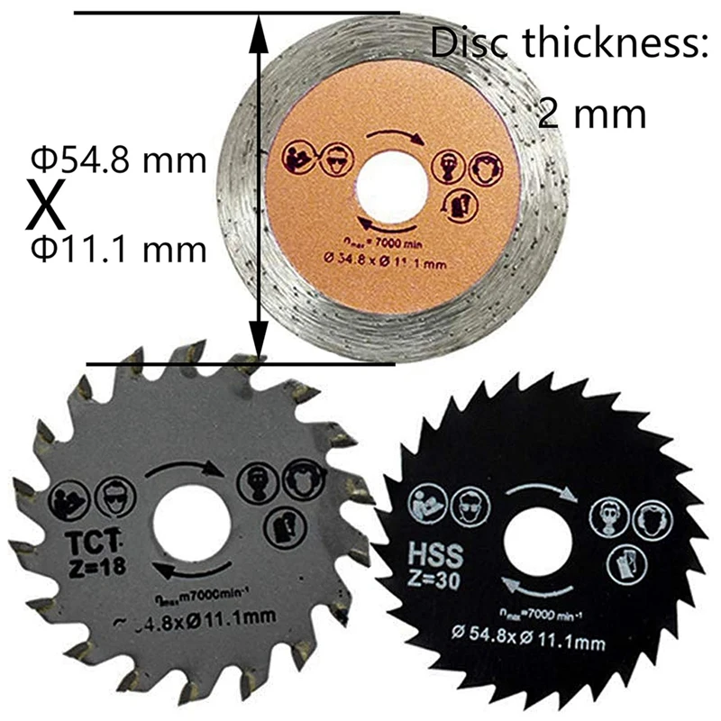 3Pcs HSS Circular Saw Blade Cutting Blade Rotary Tool Cutting Disc For Wood Cutting Outer Diameter 54.8Mm/2.15Inch Easy To Use