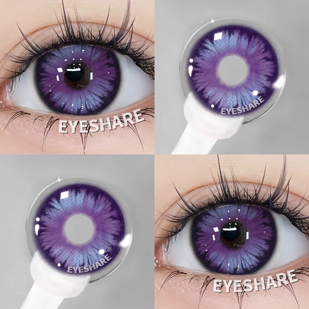 EYESHARE 1 Paar modische farbige Kontaktlinsen für Augen, lila Farbkontakte, rote Linsen, rosa, weiche Linsen, Schönheits-Make-up, jährlich