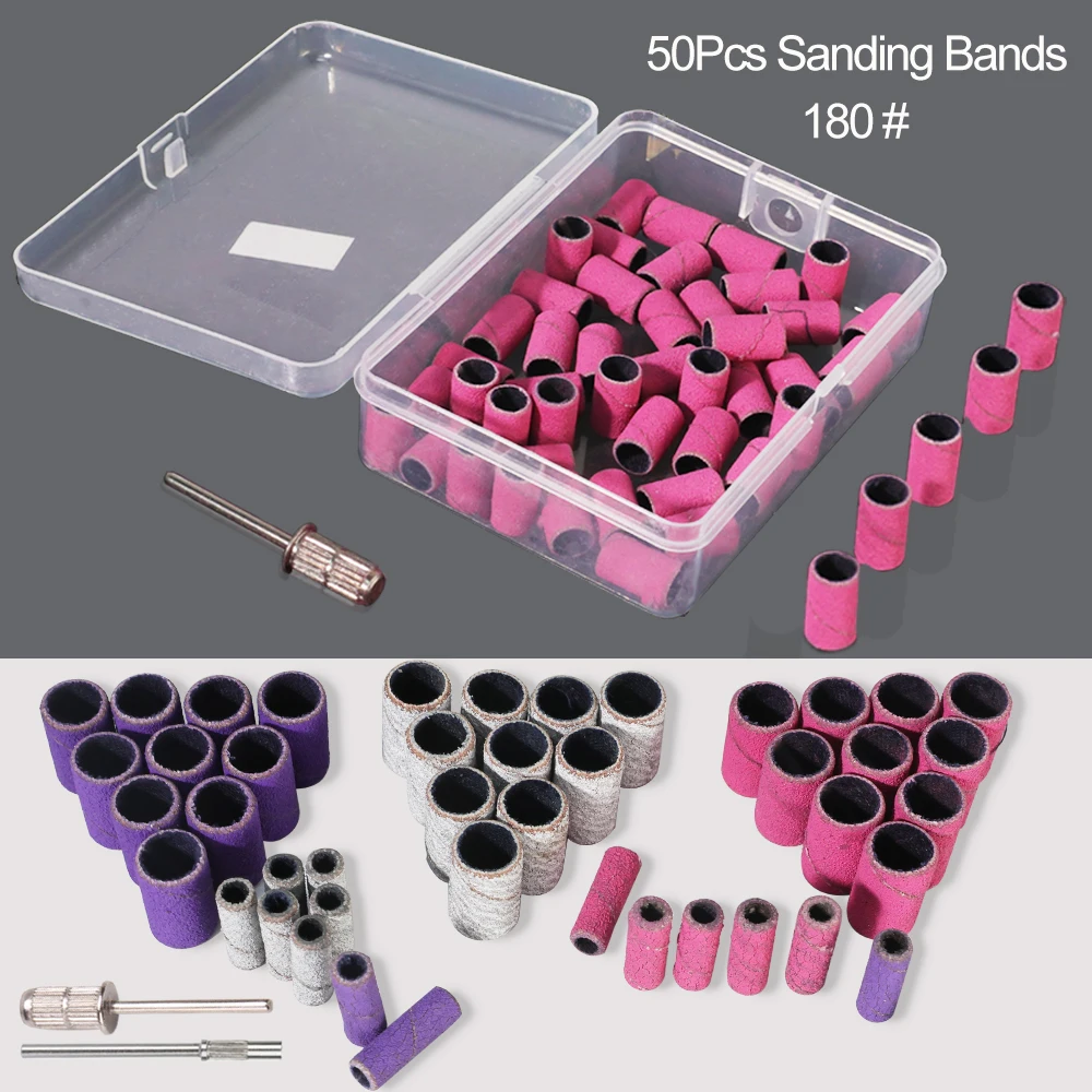 50 sztuk 3.1/6.5mm Mini zestaw taśm szlifierskich z wiertłem do paznokci zestaw trzpieni do paznokci wiertarka elektryczna Manicure narzędzia do usuwania polerowania
