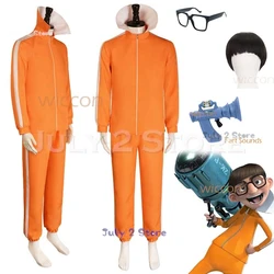 Movie Vector Cosplay Costume Orange Jakect Pant Glasses Wig Outfits Victor Set Mushroom-shaped Halloween Fancy Suit Party Prop