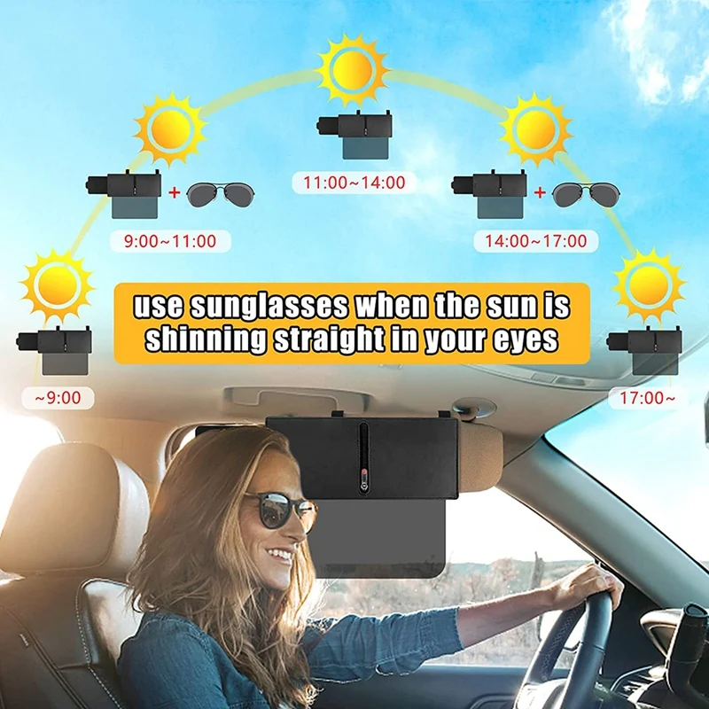 Upgraded Polarized Sun Visor For Car Interior Sun Protection Sun Visor Extender, Anti-Glare Car Visor For Safe Driving