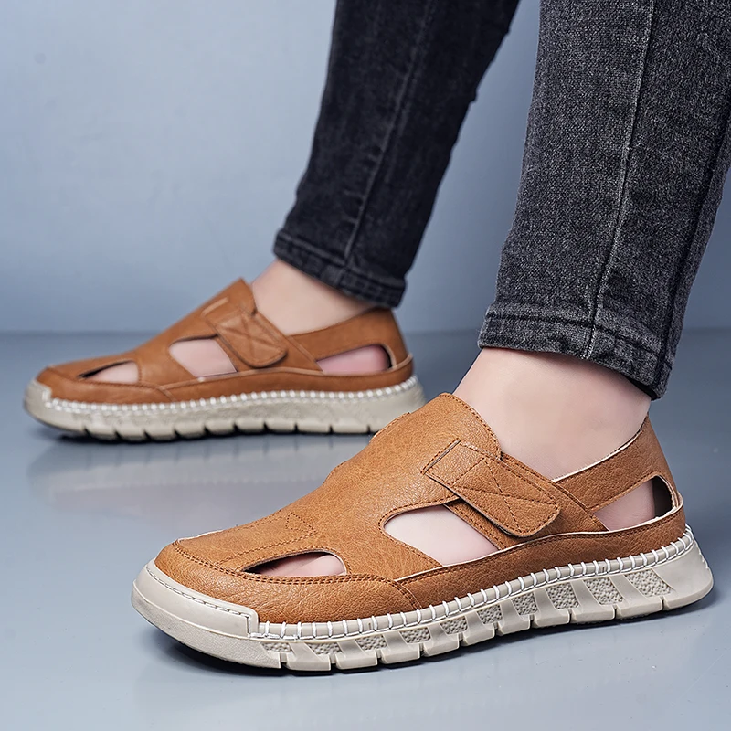 

Summer new 2026 Casual beach shoes breathable trend Roman leather shoes fashionable comfortable men shoes Breathable sandals