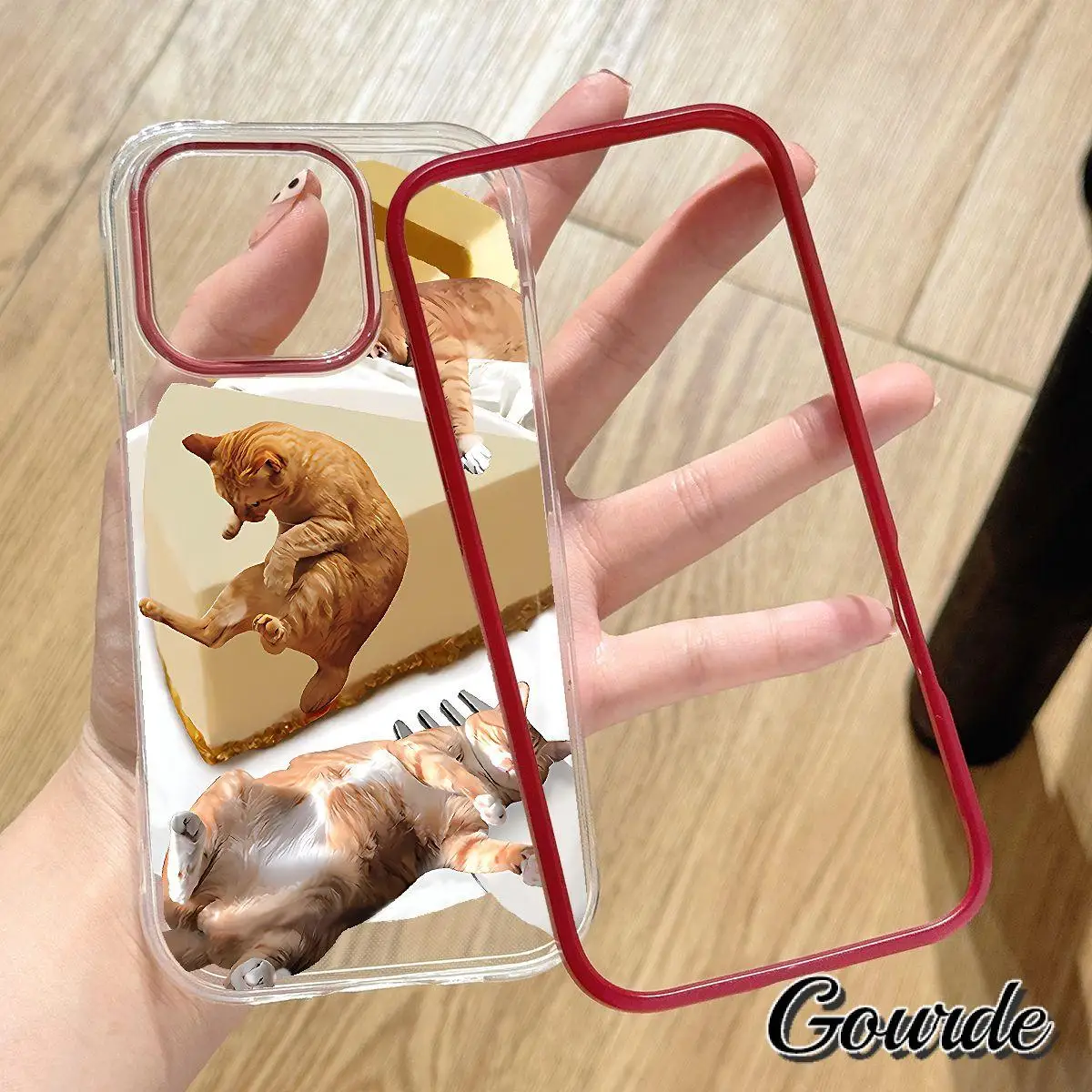 Gourde لطيف الجبن متعة القط Instagram واضح جراب هاتف جراب هاتف آيفون 13 12 14 15 زائد آيفون 16 برو ماكس غطاء مقاوم للصدمات