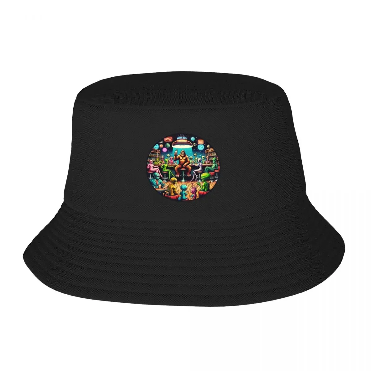 

Bigfoot And Aliens Ufo Believe Space Party Bucket Hat Trucker Cap hard hat Female Men's