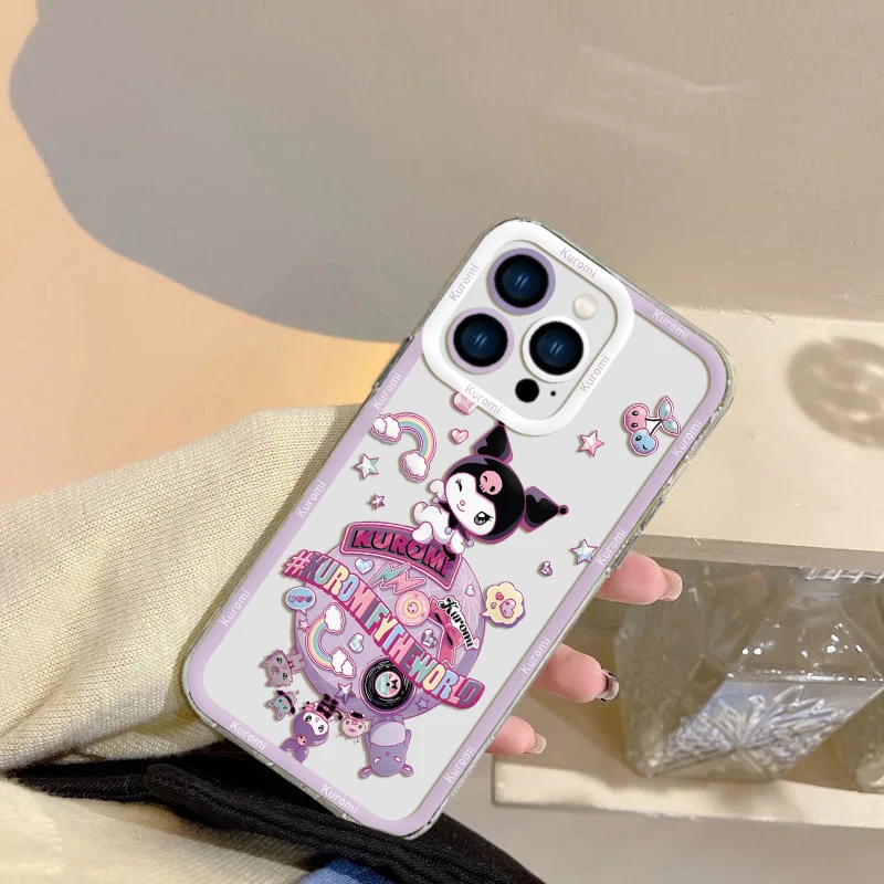 Cute Cartoon Kuromi Phone Case For Xiaomi Redmi Note 13C 12 12C 11 10 10C 10s 9 9s 9A 9T 9C 8 7 Pro Max 4G 5G Transparent Cover