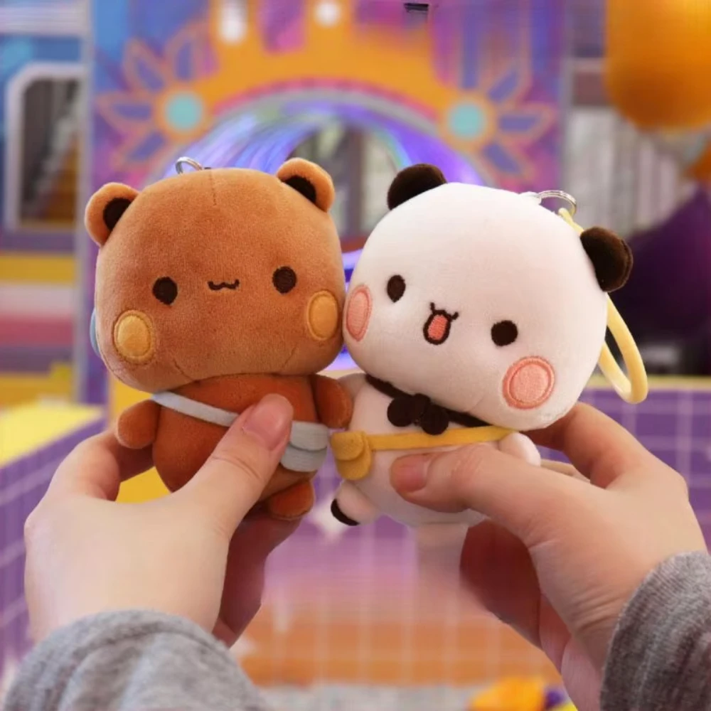 Bubu Dudu Keychains Cute Overalls Panda Doll Kawaii Couple Bag Decorate Cartoon Animal Toy Cute Valentine's Day Gift