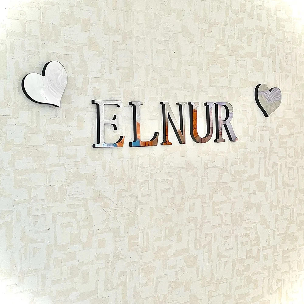 Silver 3D Wall Sticker English Letters Home Decoration Festival Party Wedding Decor Mirror Birthday party Peel & Stick Wallpaper