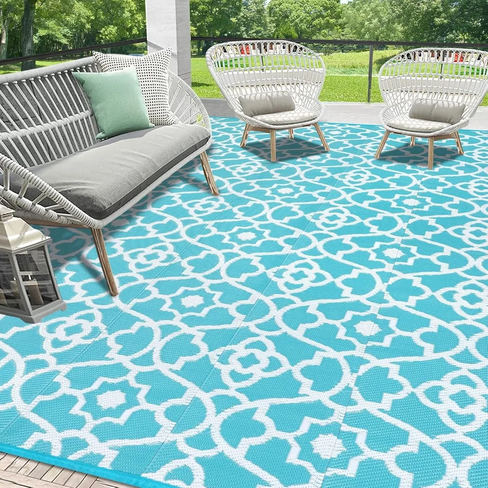 

Outdoor Rug Waterproof 9x18, Plastic Straw Rug Camping Rug, Reversible Outdoor Patio Rugs RV Mat Clearance, Indoor Outside Floo