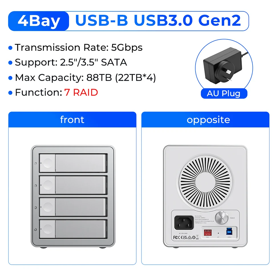 ORICO 4/5 Bay Hard Drive Enclosure RAID 2.5/3.5 inch SATA SSD HDD
