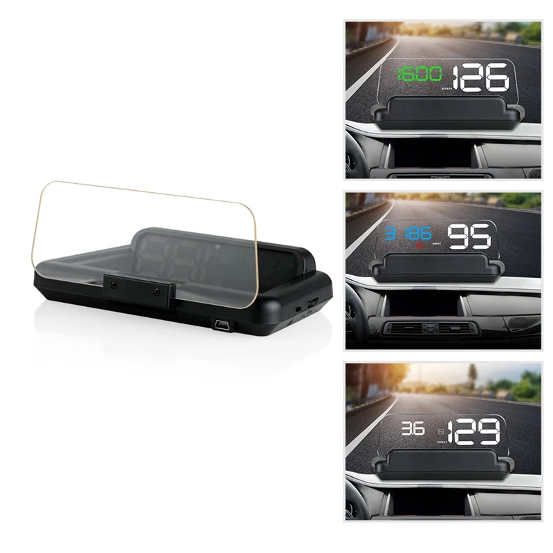 Espelho de carro Head Up Display Projetor de velocidade do pára-brisa Alarme de segurança GPS Temp água Overspeed RPM Voltagem OBD2 HUD