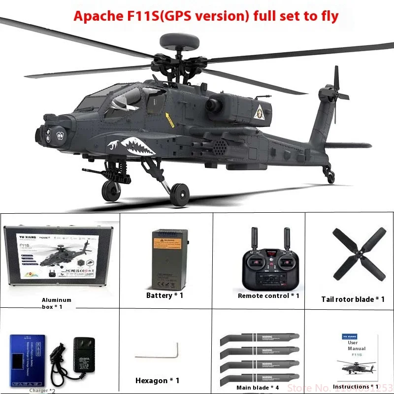 New Yuxiang Apache F11s Armed Remote Control Helicopter Gps Navigation Model 3d Inverted Simulation Drone Rhsky Toy