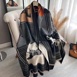 Elegant Ladies' Pashmina Autumn & Winter Thick Warmth Double Sided Tassel The horse Shawl  Coldproof Windproof Blanket Scarf