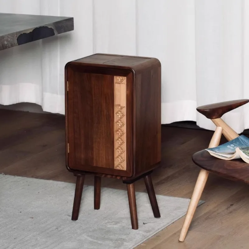 

Black Walnut Trash Can Modern Chinese Style Waste Bin for Living Room Office Paper Basket Eco-Friendly Kitchen Bathroom Bin