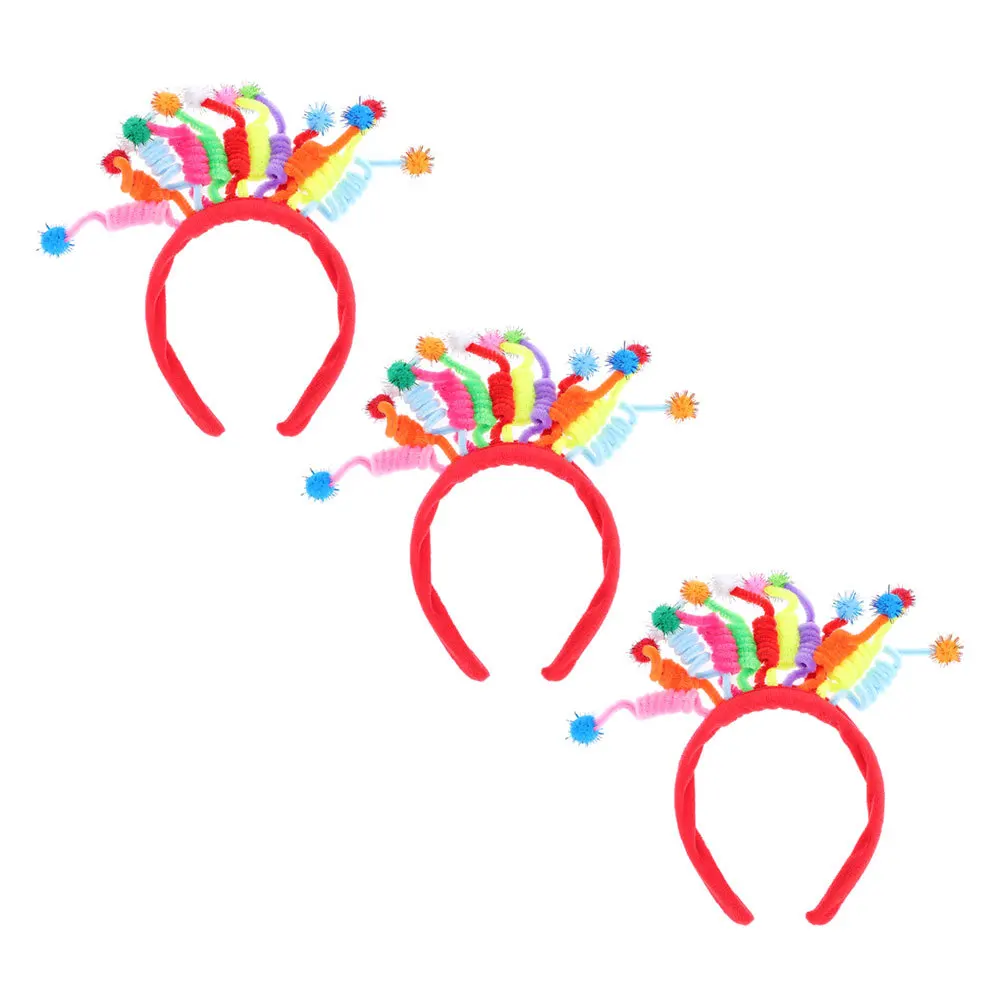 3 pçs portátil aniversário headbands pompom design crianças fontes de festa de aniversário headbands pompom aros de cabelo presente das crianças