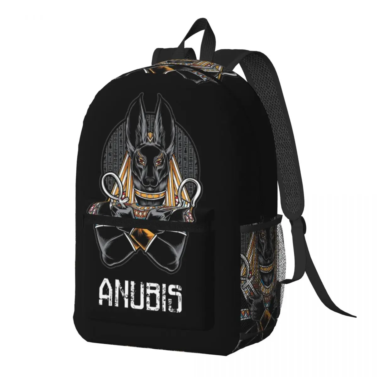 

Anubis Egyptian God With Hieroglyphics Backpack Daypack Large Capacity Kids BookBag School Bag Shoulder Bags for Men Women