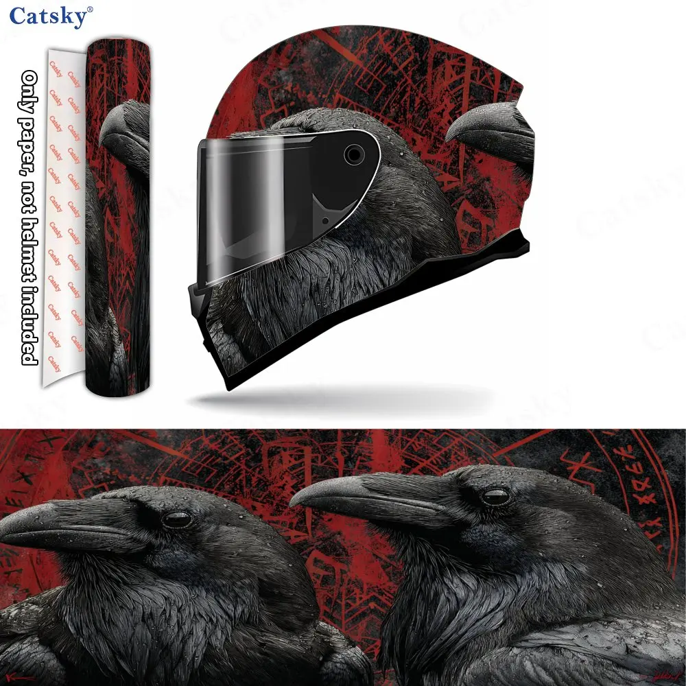 Mysterious Sigil Raven Print Helmet stickers , PVC Material Multifunctional Helmet Stickers, Scratch-Resistant & Fade-Proof, Eas