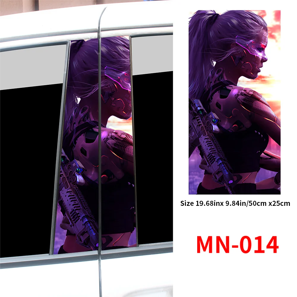 Cyberpunk Beauty Car Stickers Auto B Pillar Waterproof Sunscreen Decor Cover Scratches Car Doors Pillar Vinyl Decals Accessories