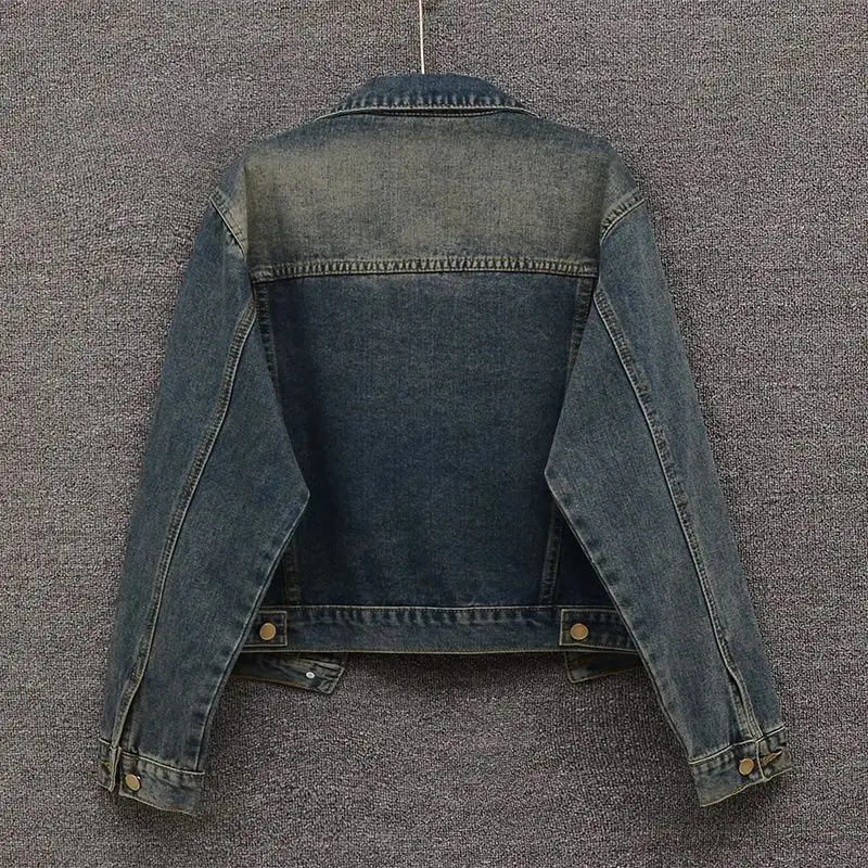 Fashion Retro Blue Denim Jacket Women's Spring 2026 New Korean Version Casual Loose Coats Top