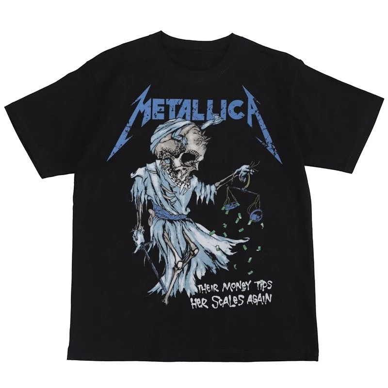 

Мужская футболка с короткими рукавами и принтом из чистого хлопка с цифровой прямой печатью Metallica Metal Products Rock Band