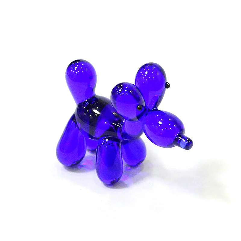 Cute Simulation Balloon Dog Mini Figurine Glass Craft Ornaments Tiny Animal Statue for Home Desktop Decor Creative New Year Gift