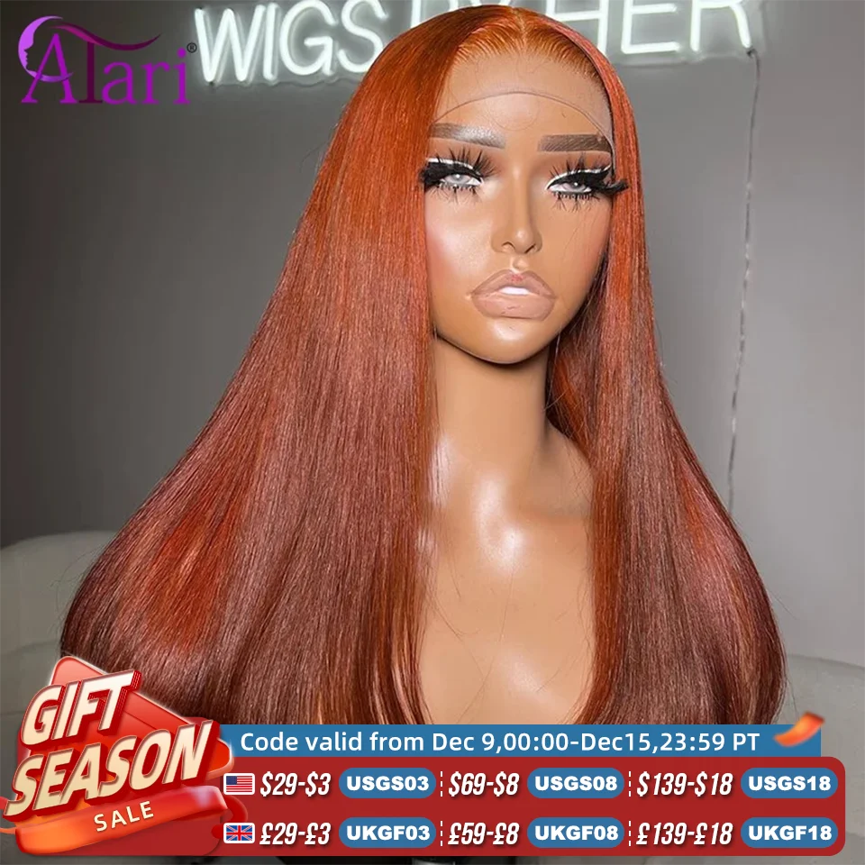 Transparent 13x4 13x6 Lace Frontal Wig Ginger Orange Straight Human Hair Wigs for Black Women Pre Plucked 5x5 Lace Closure Wig