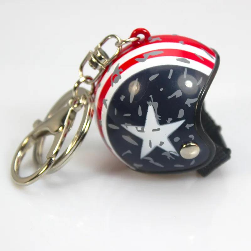 Star Pattern Helmet Design Keychain Car Motorcycle Motor Bicycle Crash Helmet Key Fob Chain