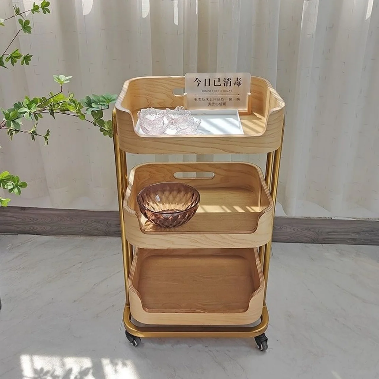 

Zxm Beauty High-end Beauty Trolley Beauty Salon Cart Mobile Drawer Shelf Tattoo SPA Solid Wood Trolley For Sale