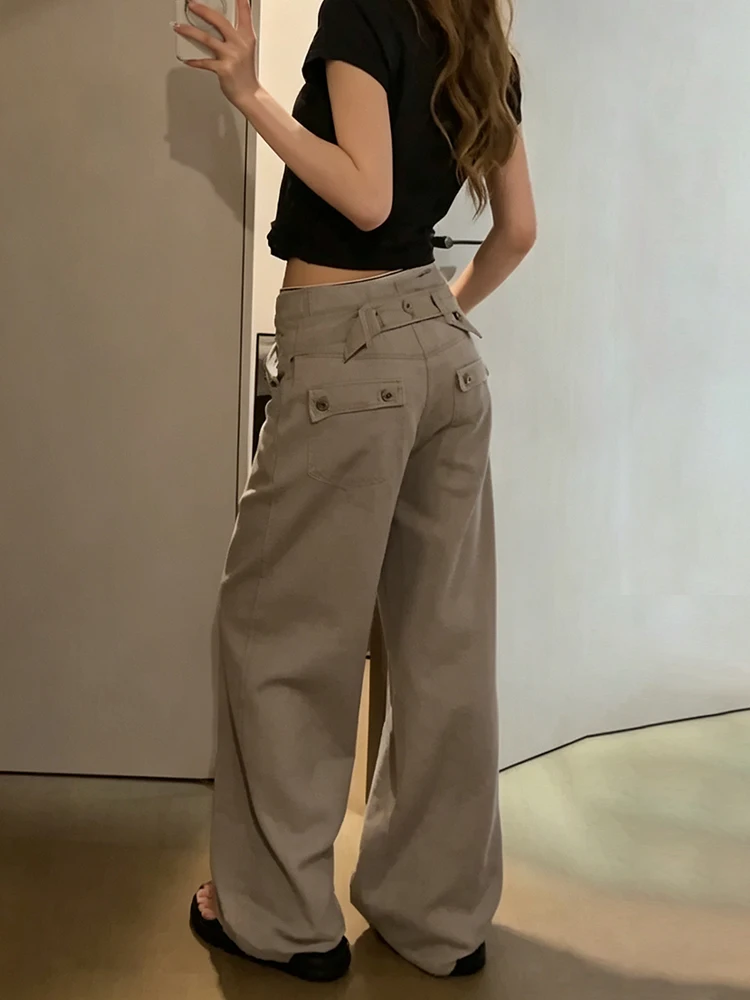 Parisian Buckle Denim Jeans Women's American Hot Girl Loose Slimming Floor-Length Pants Design Sensation  2026 New Style