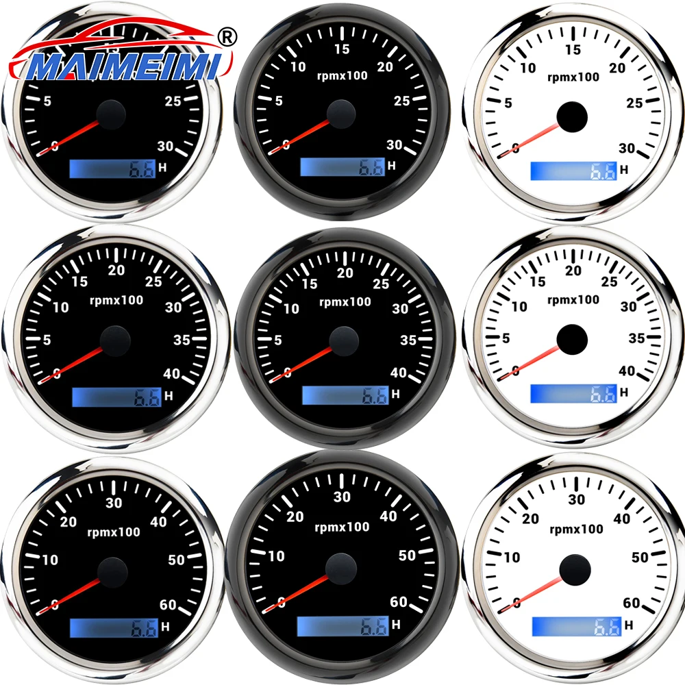 

3000rpm,4000rpm,6000rpm,8000 RPM Tachometer Gauge 7Colors Backlight RPM Digital Hour Meter Or M16/M18 Tachometer sensor