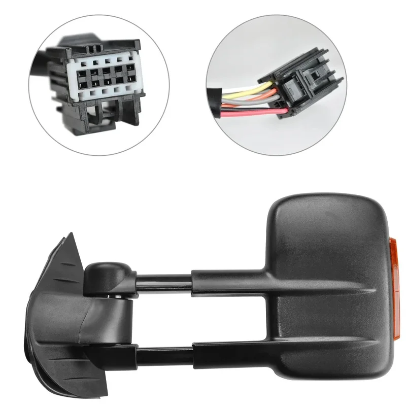 High Quality Pair Extendable Power Heated Black Towing Rearview Side Mirror Auto Replacement Parts