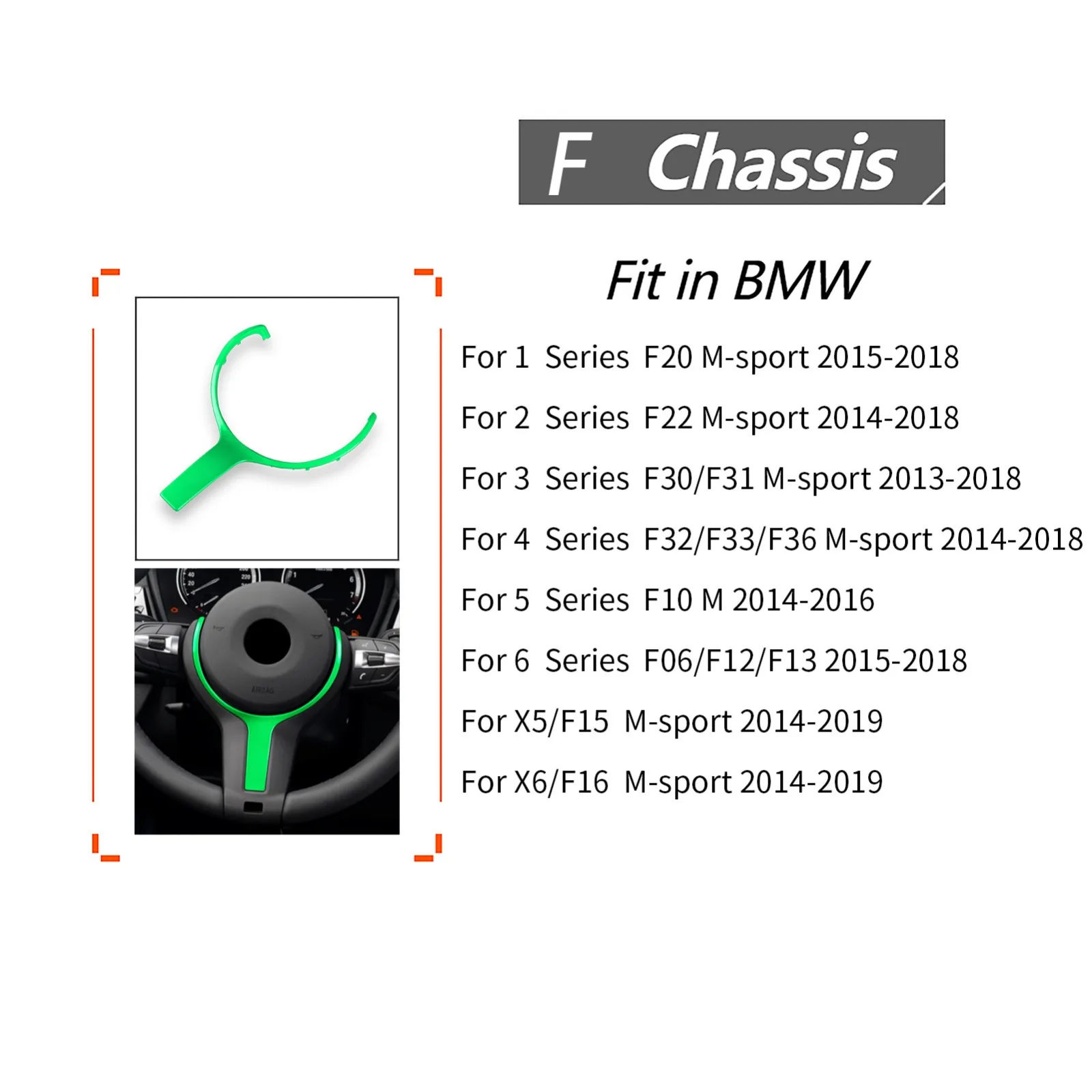 Carbon Fiber Steering Wheel Trim Replacement For BMW F30 F31 F32 F12 F13 M-Sport X5 (F15) 2014-2018 image 3