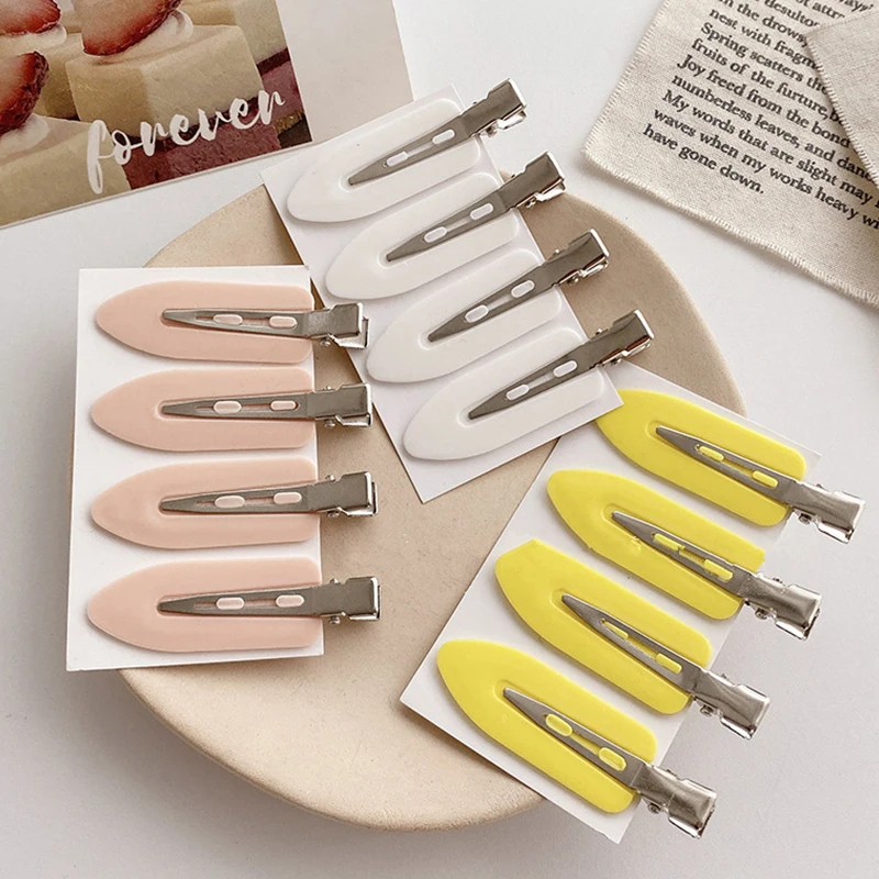 

4Pcs/lot Pink Blue Color No Bend Seamless Hair Clips Side Fix Fringe Barrette Makeup Washing Face Hair Accessories For Women