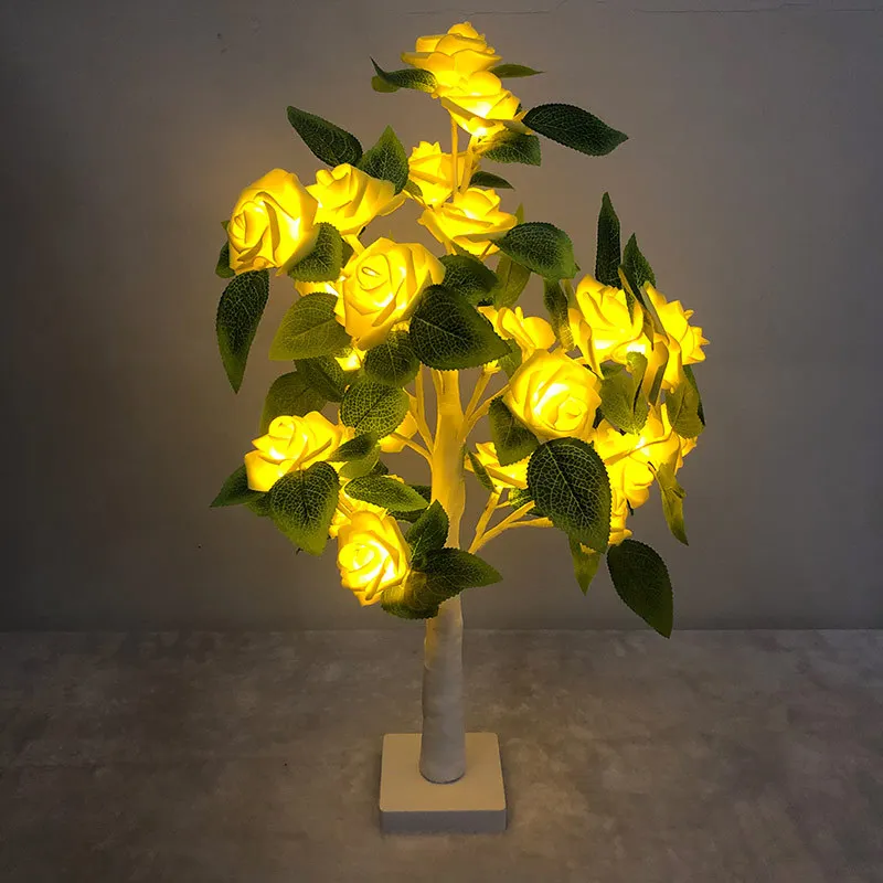 Lámpara LED de mesa para decoración del hogar, luz de árbol de flores rosas, decoración USB para fiesta de Navidad, regalo para habitación de niños