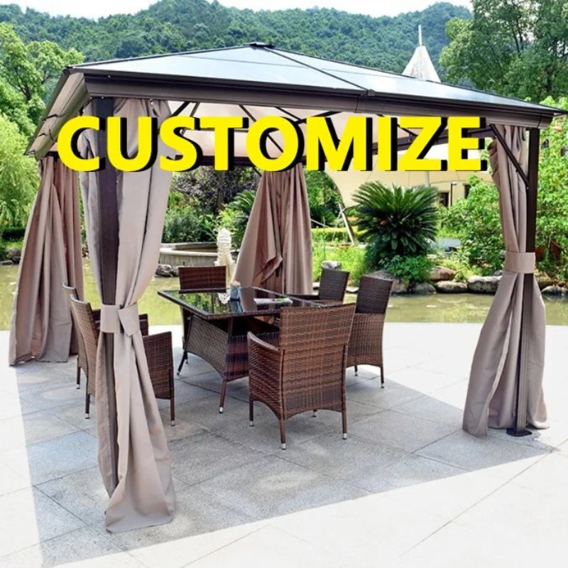 

Any Size Custom Mobile Garden Gazebo Retractable Awning Aluminum Patio Sunshade UV Protected Weather Resistant Outdoor Yard Lawn