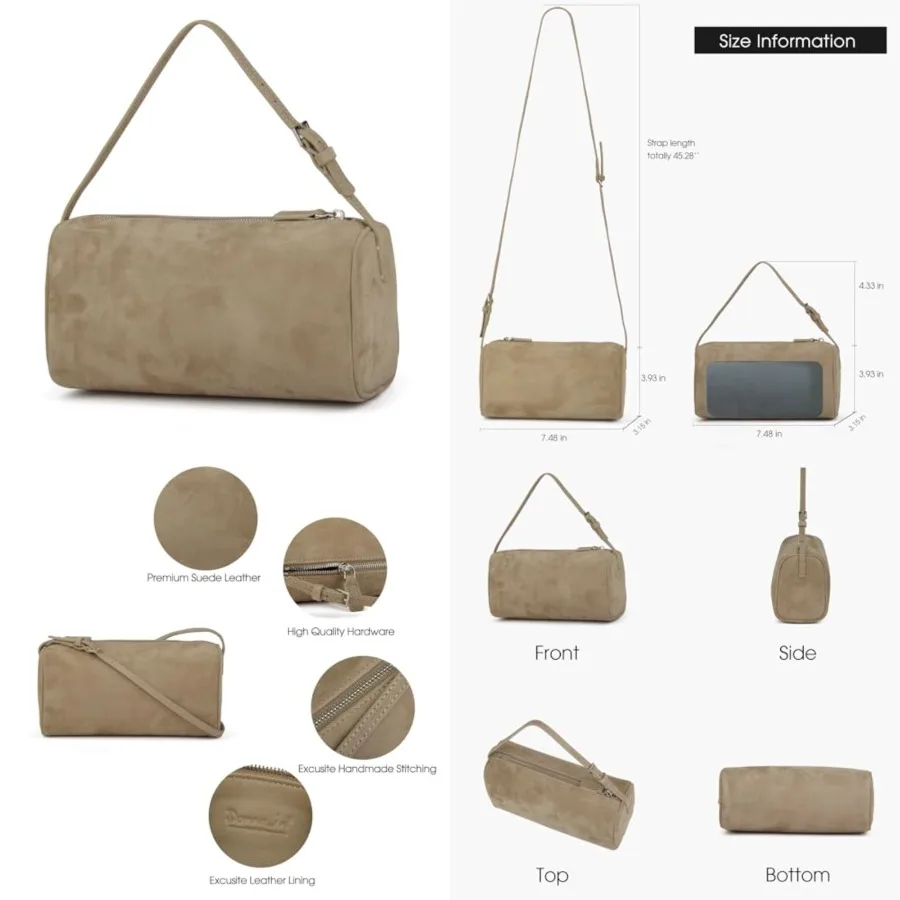 

DONNAIN Premium Suede Leather Crossbody Purses for Women, Small Shoulder Bag with Adjustable Strap and Crossbody Hobo Bag
