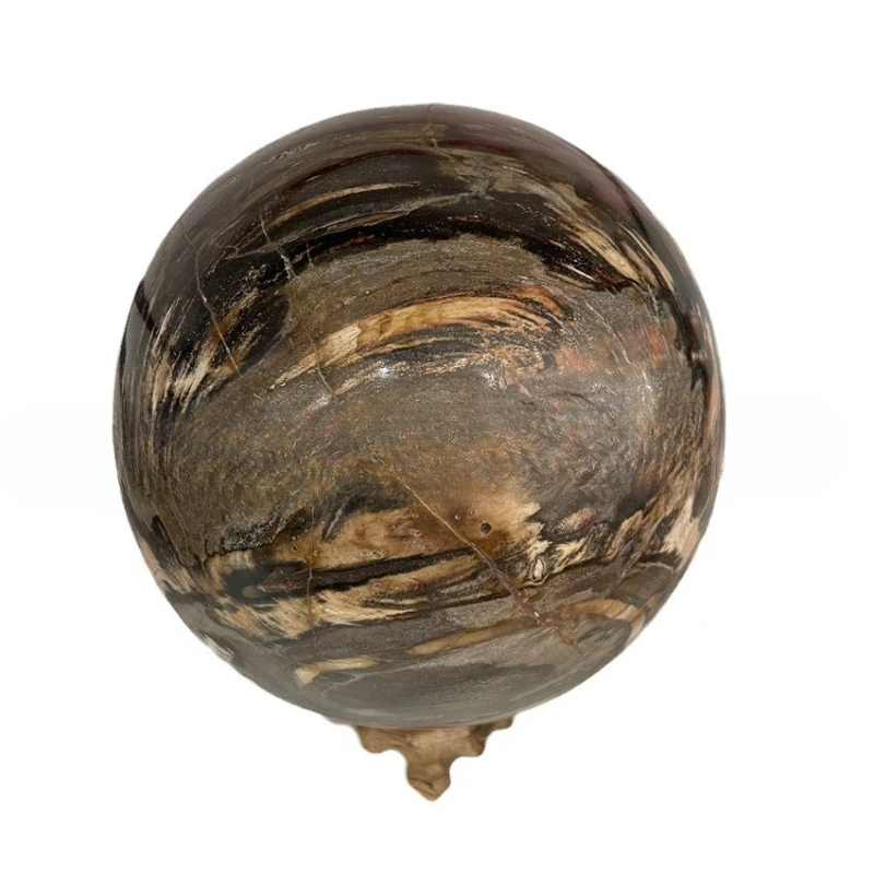 Natural wood fossil crystal ball wood coarse stone tree jade crystal stone wood fossil coarse stone grinding handicraft